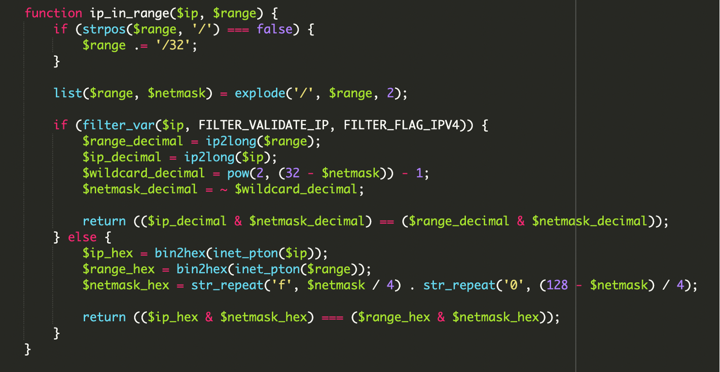 Bitwise IP Range Validation