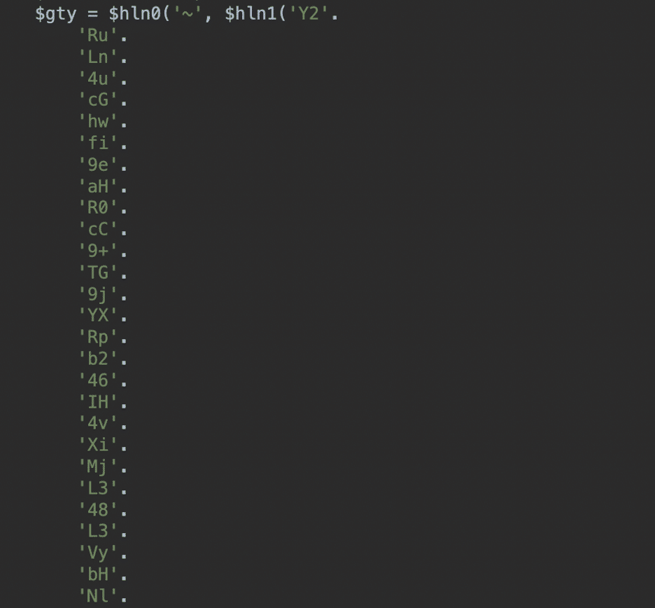code broken into two-character strings